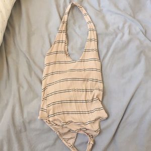 Striped halter leotard